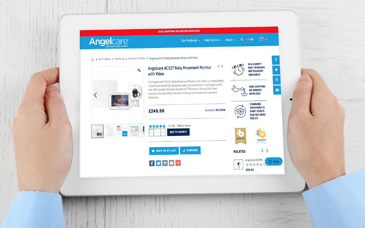 Angelcare e-commerce website